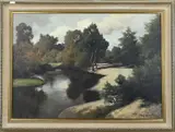 Frans Baayens, Riviergezicht Lutterzand Twente, Olieverf op linnen