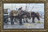 W.J. Dingemans, Paardenkar op Rotterdamse kade, Olieverf op linnen