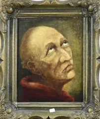 Oude man kijkt naar hemel by C.J. Snoeyerbosch, Olieverf op linnen, offered Jan 2023