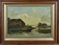 H. Welther, Poldergezicht, Olieverf op linnen