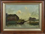 H. Welther, Poldergezicht, Olieverf op linnen
