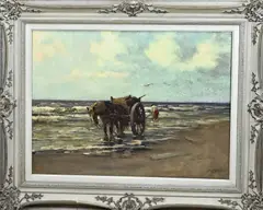 Aarnout van Gilst, Schelpenvisser op strand, Olieverf op linnen