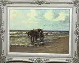 Aarnout van Gilst, Schelpenvisser op strand, Olieverf op linnen