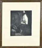 Antieke ets, Heer bij venster, Antieke ets
