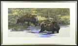 Terry Donahue, Landschap met edelherten, Gouache op papier