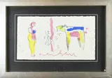 Anton Heyboer, Figuur met koe, Gemengde techniek op papier