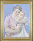 Lien Verburgt-Kramers, Moeder met kind, Aquarel op papier