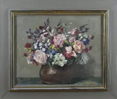 Vaas met bloemen by Adam Potgieter, Olieverf op linnen, offered Oct 2022