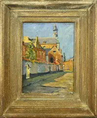 Fransisco Laporta, Impressionistisch dorpsgezicht, Olieverf op linnen
