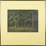 Bosgezicht met figuren by P.J. Mak of Maks?, Olieverf op linnen, offered Oct 2022