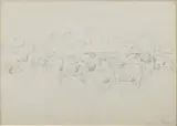 Houtskool tekening, Studie koeien in landschap, Houtskool tekening