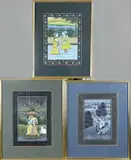 Drie oude & antieke Oosterse gouaches, India, Drie oude/antieke Oosterse gouaches