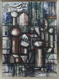 Rik Jager, Abstracte figuratieve voorstelling, Olieverf op hardboard
