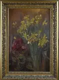 Joh. Larij, Vaas met narcissen, Olieverf op linnen