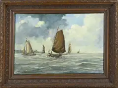 Jan Kelderman, Botters op Zuiderzee, Olieverf op linnen