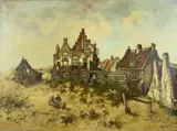 Paul Ooms, Dorp in de duinen, Olieverf op linnen