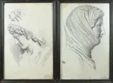 2x W.E.G. Bank, 2x Damesbustes, Twee 18e eeuwse tekeningen