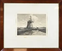 Landschap met boerin en windmolen by Graadt van Roggen, Lithografie op papier, offered Oct 2022