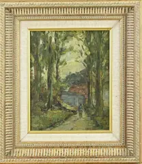 Chris Soer, Bosgezicht, Olieverf op paneel