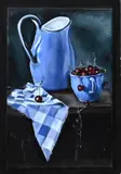 Rose Mary, Stilleven met blauw emaille, Olieverf op paneel