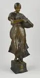 Antiek terracotta figuur, H 62 cm., Antiek terracotta figuur