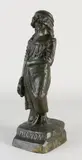 Gesigneerd antiek bronzen figuur, Vrouw met tamboerijn