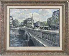 Daniel Mühlhaus, Pont St. Michel in Parijs, Olieverf op linnen