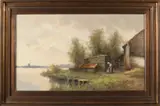 Jan Schaeffer, Hollands landschap, Olieverf op linnen