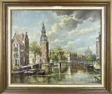 J.C.V. Wassenaar, Statdsgezicht Amsterdam, Olieverf op linnen