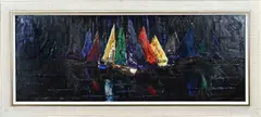 Peter Brouwer, Expressionistische regatta, Olieverf op linnen