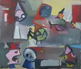 Bart de Graaf, Abstracte figuratieve voorstelling, Olieverf op linnen