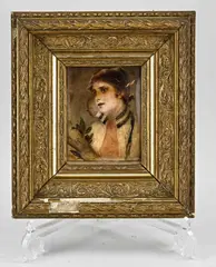 Conrad Kiesel, Achter-glas portret, Olieverf op glas