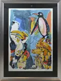 Anton Vrede, '98, Voorstelling met konijnen, toekan etc., Lithografie op papier