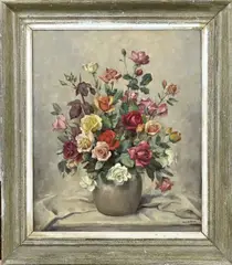 Vaas met rozen by Hugo Berten, Olieverf op linnen, offered Jul 2022