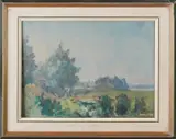 Adam Potgieter, Impressionistisch landschap, Olieverf op board