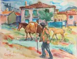 Freek van den Berg, Huiswaarts, Aquarel op papier
