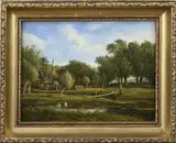 Markus Heumann, Romantisch landschap, Olieverf op paneel
