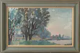 Adam Potgieter, Impressionistisch riviergezicht, Olieverf op board