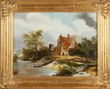 F.B. Groothuis, Landschap met ruïne, Olieverf op linnen