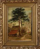 Johan Mensink, Twentse boerenschuur, Olieverf op paneel