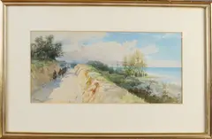 Pierre Comba, Mediterraans landschap, Aquarel op papier