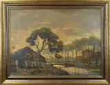 W.F. Boekstal, Boerderij bij avond, Olieverf op linnen