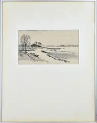 Otto Dicke, Hollands poldergezicht, Oost Indische inkt op papier
