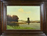 Polderlandschap by Onduid. gesig., Olieverf op linnen, offered Jul 2022