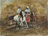 Henricus '89, Twee western cowboys, Olieverf op linnen