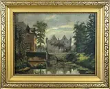 J.G. Timmermans, Gezicht op een kasteel, Olieverf op paneel
