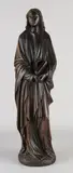 H 55 cm. by 19e Eeuws notenhouten Heilig figuur met boek, offered Jul 2022