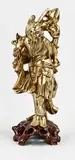 Dansende monnik by Oud Chinees goudkleurig houtgesneden figuur, offered Jul 2022
