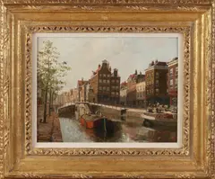 H.C.A. Paradies, Rotterdamse binnenhaven, Olieverf op paneel
