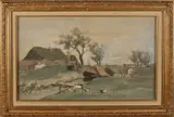 J.H. Weissenbruch, Landschap met boerderij, Aquarel op papier